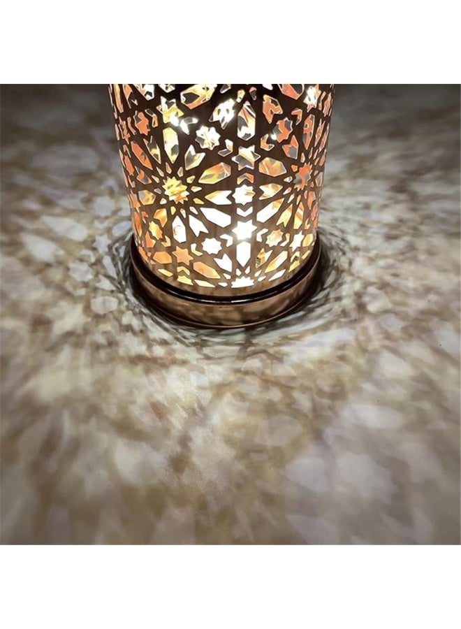 Ramadan Lantern Candle Holder, Metal Eid Mubarak Lantern Decor Lights, Moroccan Hollowed Lantern Lighting Decoration for Home Table Party Ramadan Tabletop, 10*10*26cm (Gold -S) - Image 2